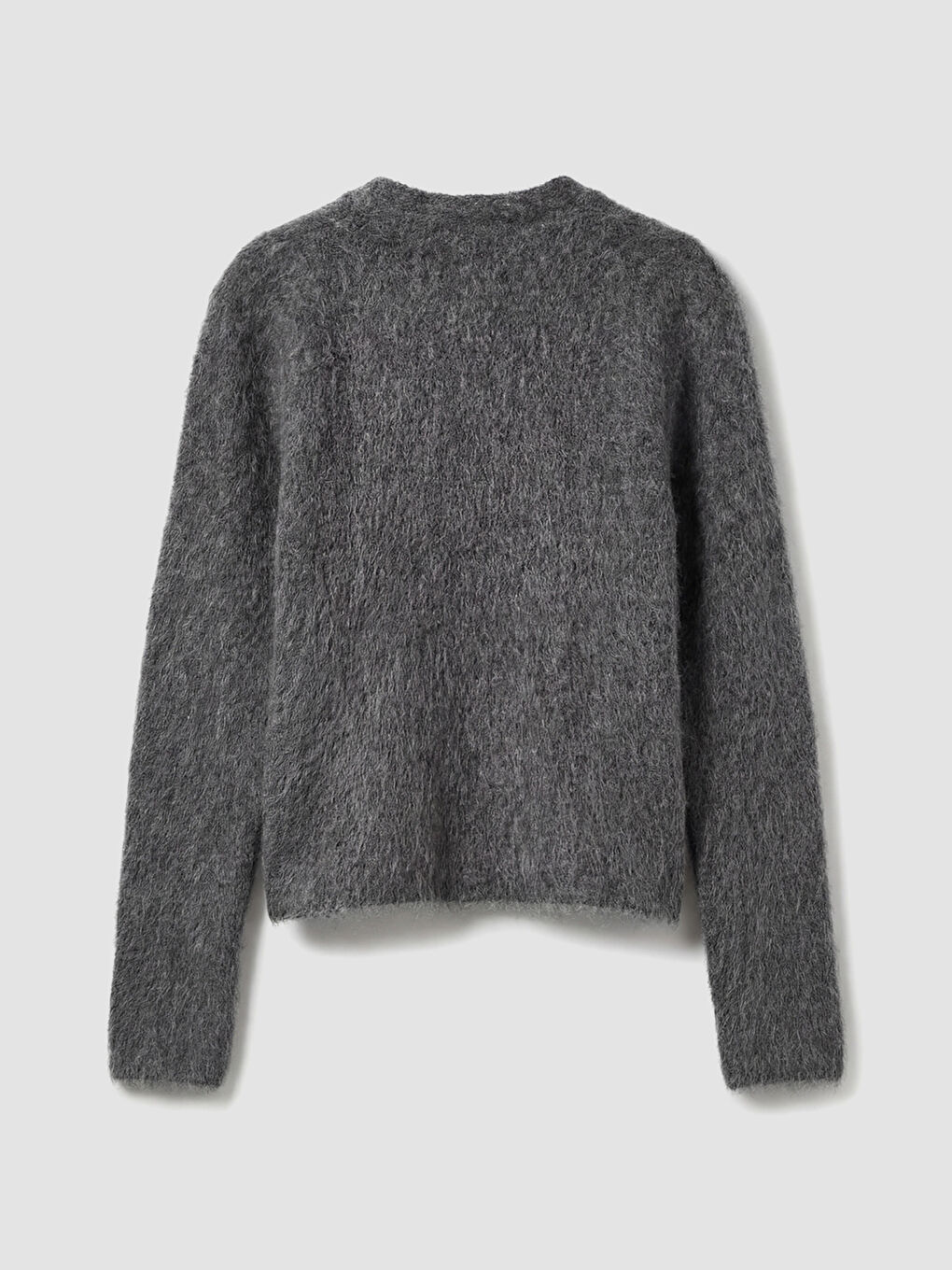 Antrasit Bisiklet Yaka Kadın Tüylü Triko Kazak-5