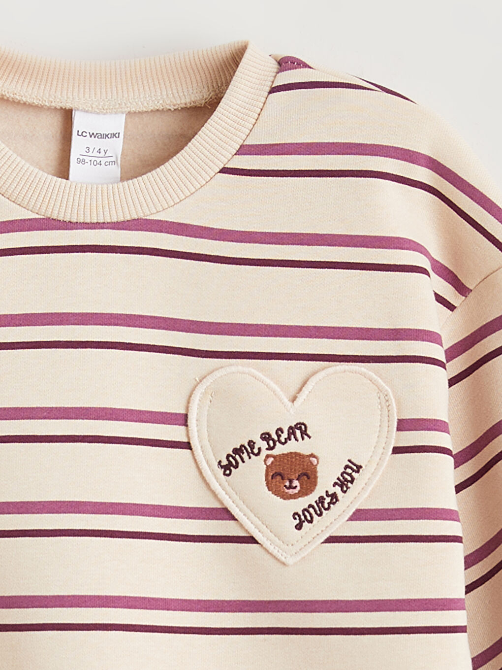 Bisiklet Yaka Çizgili Kız Çocuk Sweatshirt-1