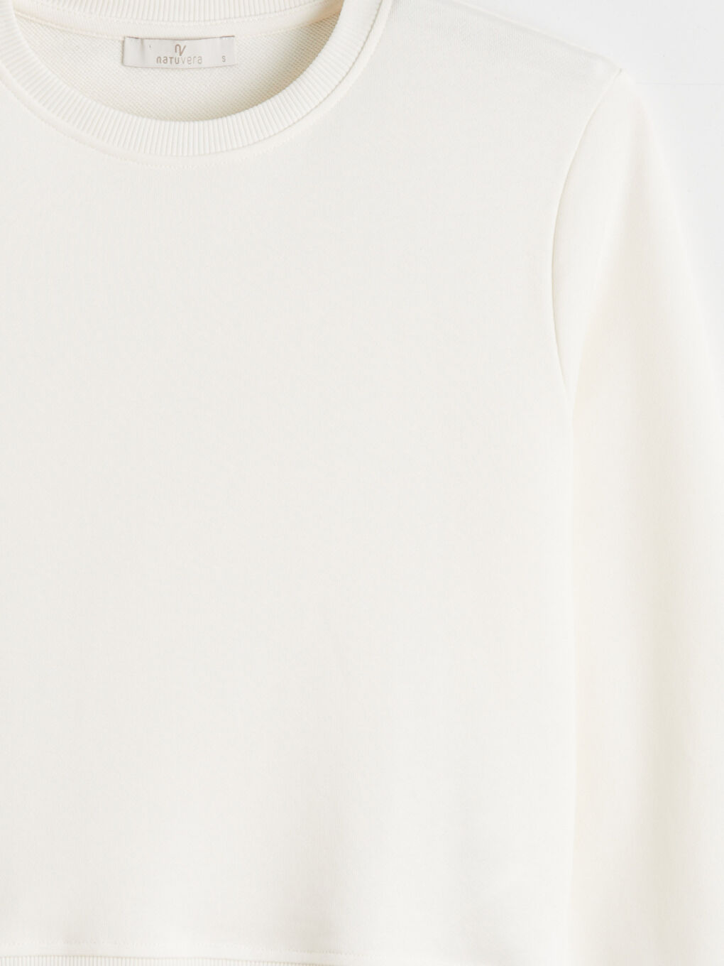 Ekru Bisiklet Yaka Kadın Sweatshirt-5