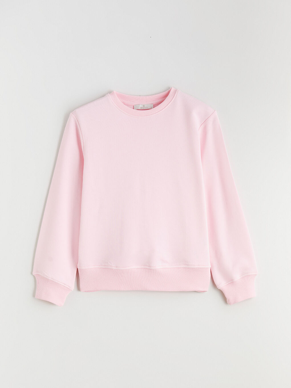 Pembe Bisiklet Yaka Kadın Sweatshirt-4