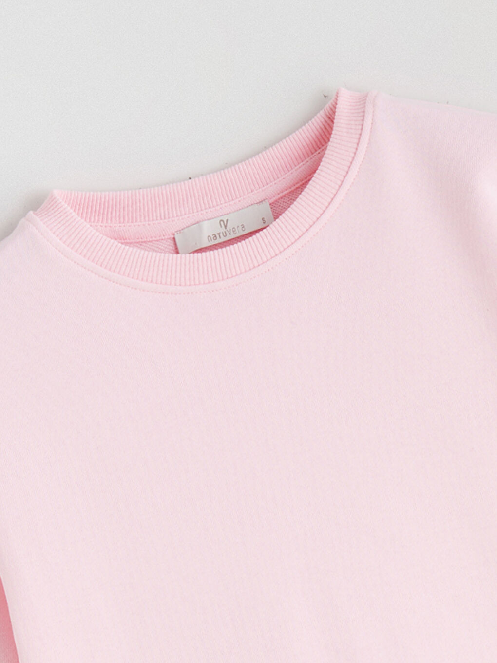 Pembe Bisiklet Yaka Kadın Sweatshirt-5