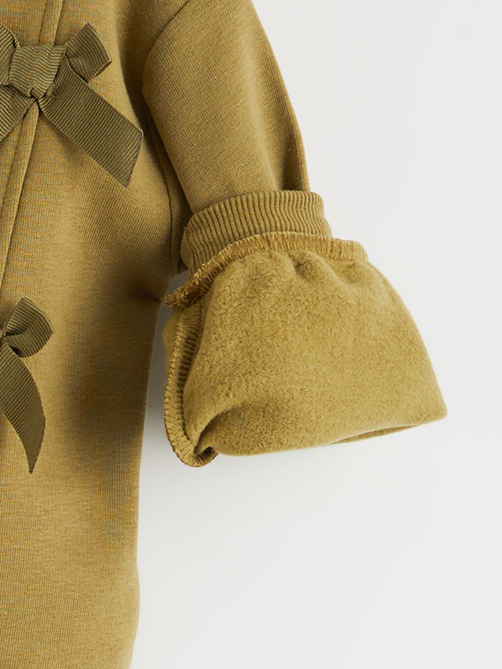 Haki Bisiklet Yaka Fiyonk Detaylı Kız Çocuk Sweatshirt-1