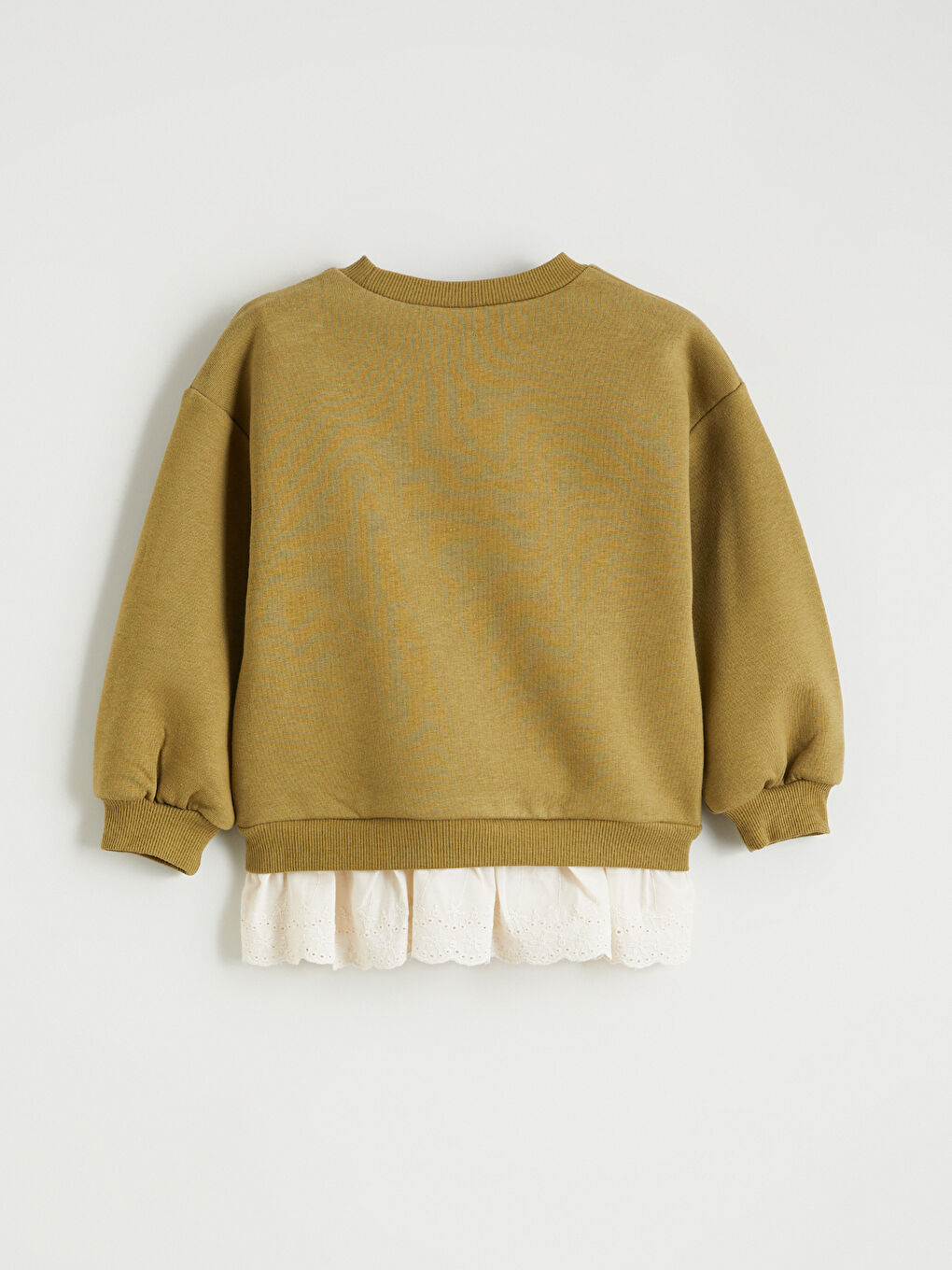 Haki Bisiklet Yaka Fiyonk Detaylı Kız Çocuk Sweatshirt-3