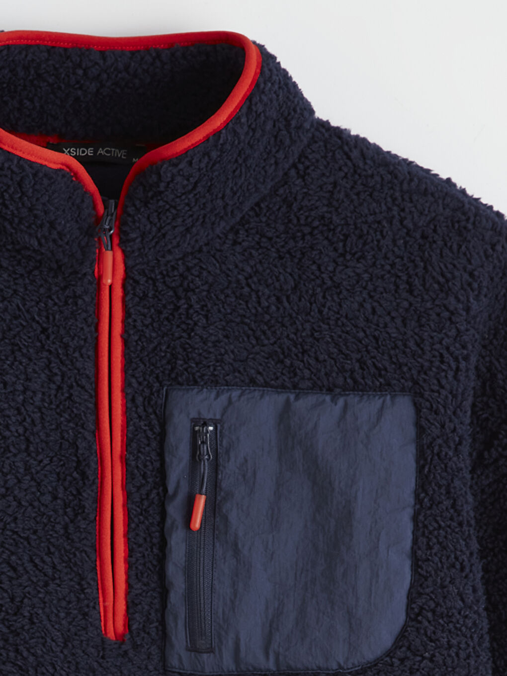 Lacivert Dik Yaka Pelüş Erkek Sweatshirt		
-2