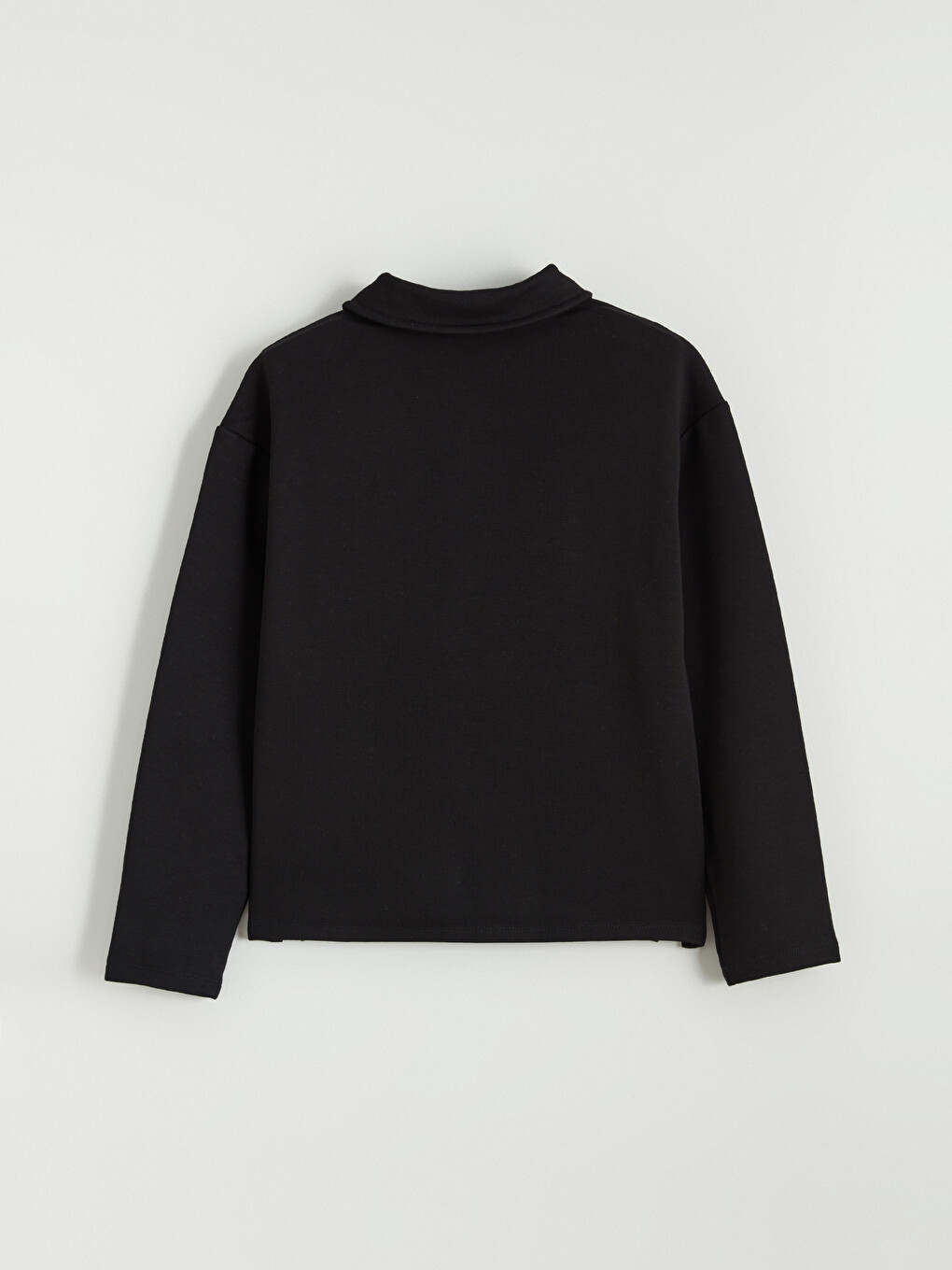 Siyah Polo Yaka Kız Çocuk Soft Touch Sweatshirt-1