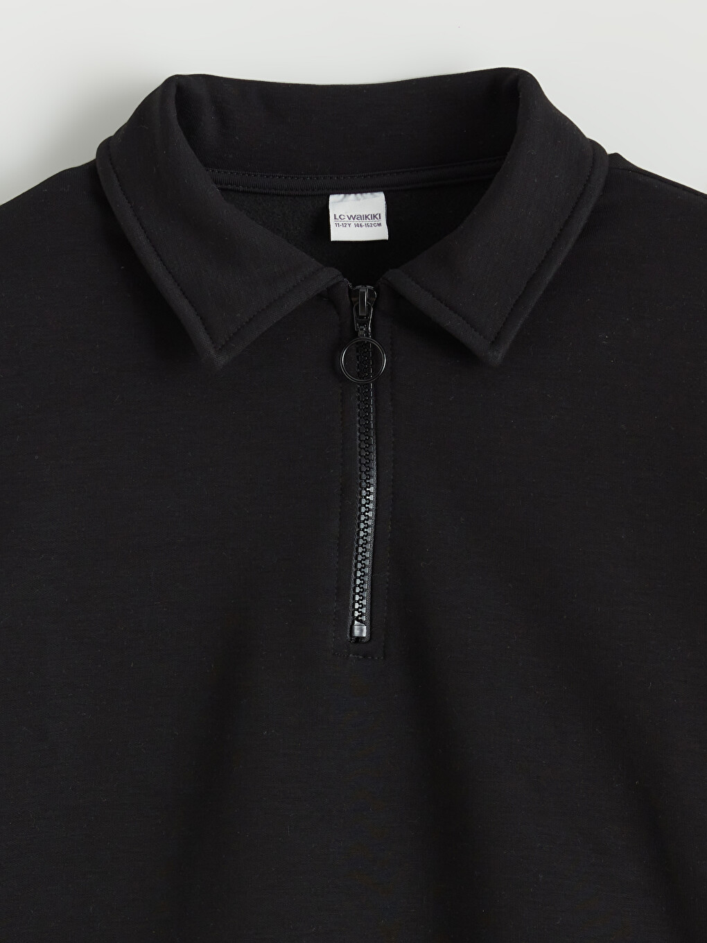 Siyah Polo Yaka Kız Çocuk Soft Touch Sweatshirt-2