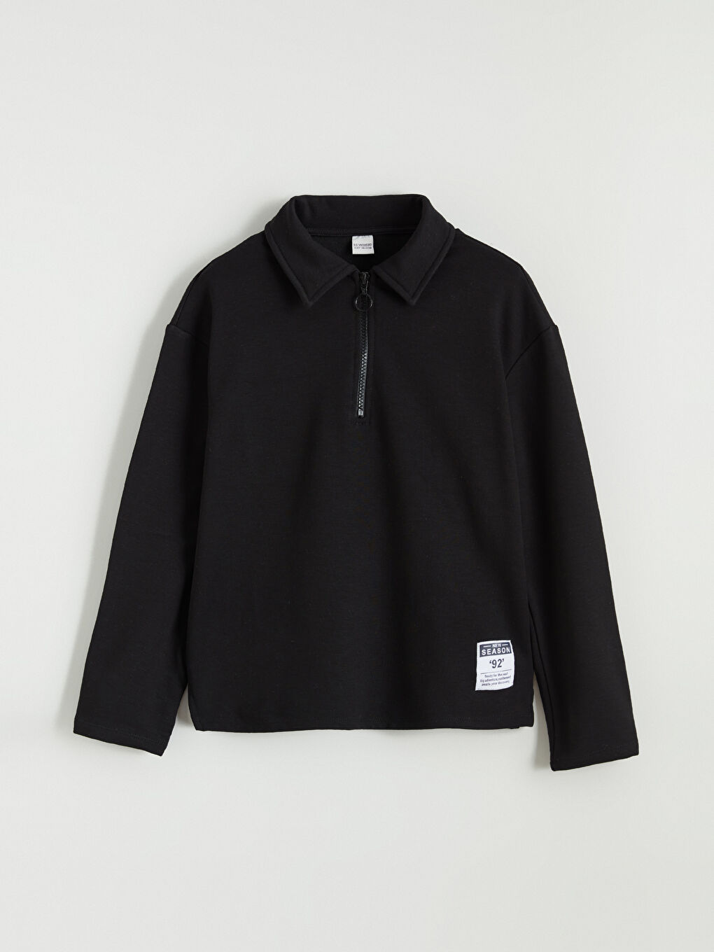 Siyah Polo Yaka Kız Çocuk Sweatshirt ve Eşofman Alt-1