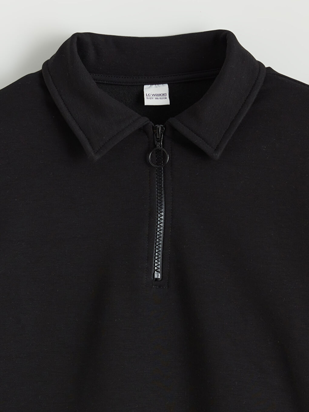 Siyah Polo Yaka Kız Çocuk Sweatshirt ve Eşofman Alt-2