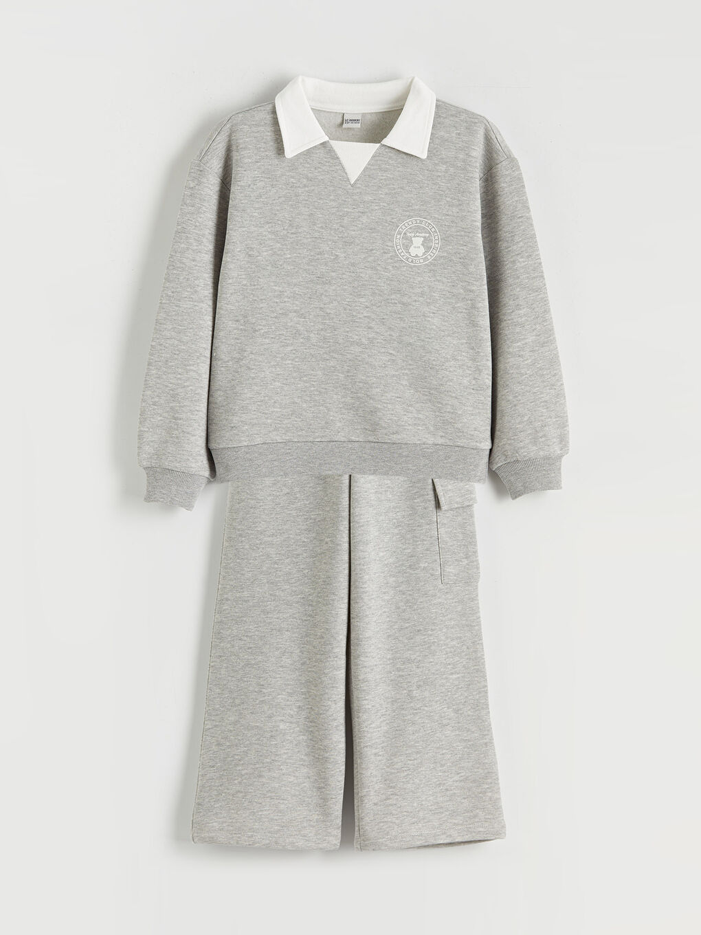 Polo Neck Girls' Sweatshirt and Tracksuit Bottoms