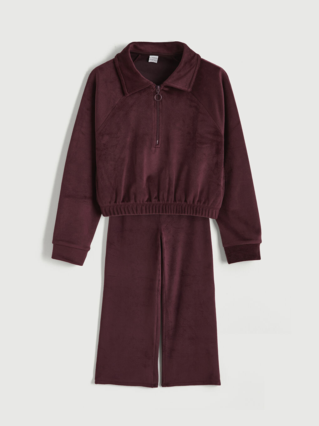 Mürdüm Polo Yaka Kız Çocuk Sweatshirt ve Eşofman Alt