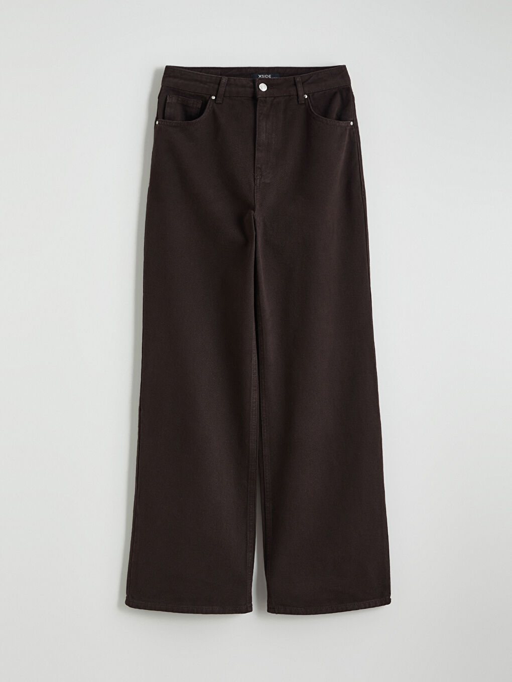 Kahverengi Wideleg Kadın Jean Pantolon-4