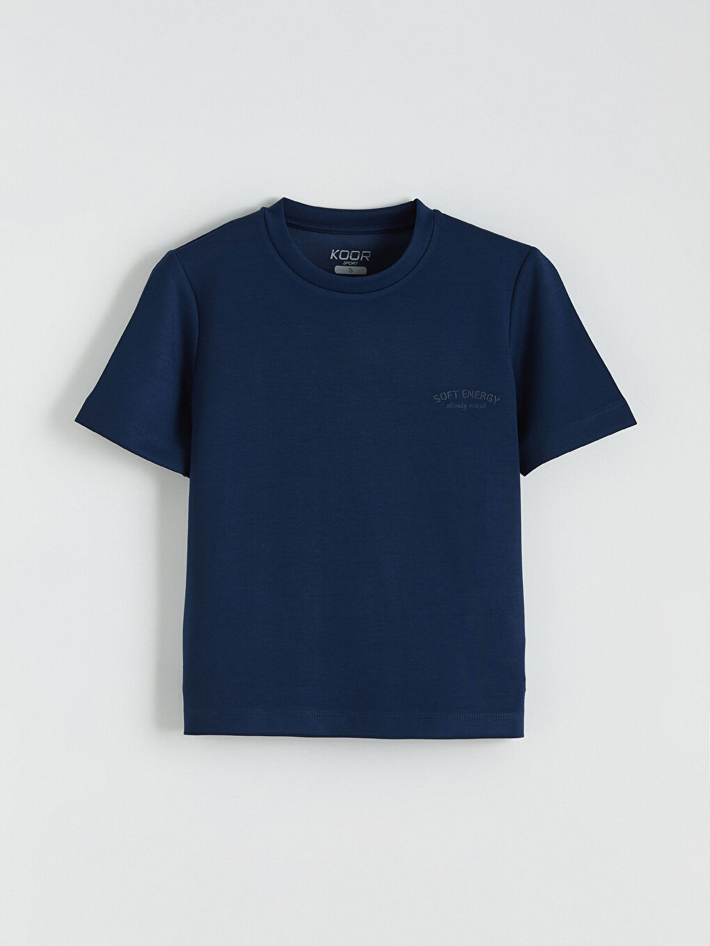 Lacivert Bisiklet Yaka Nakışlı Kadın Spor Tişört-4