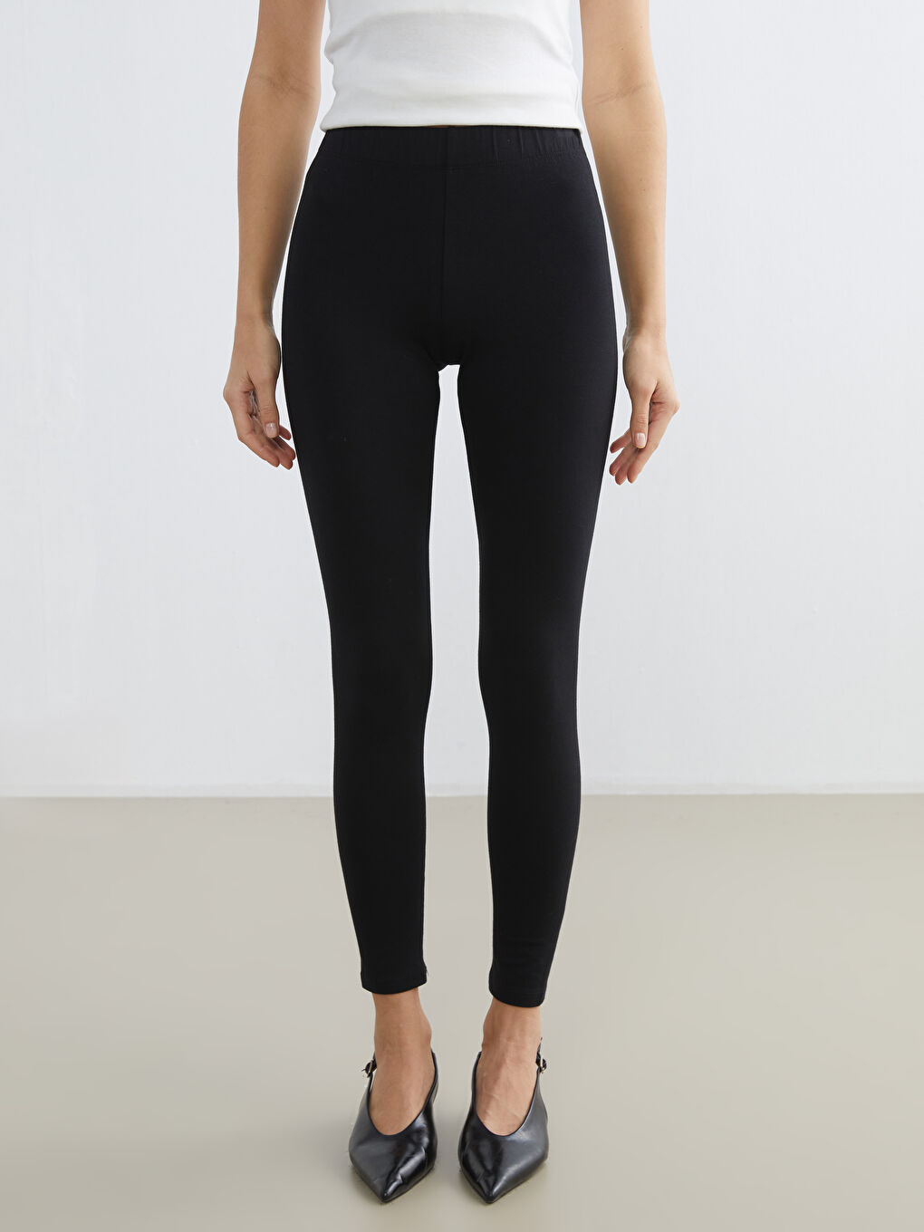 Siyah Yüksek Bel Kadın Tayt-1