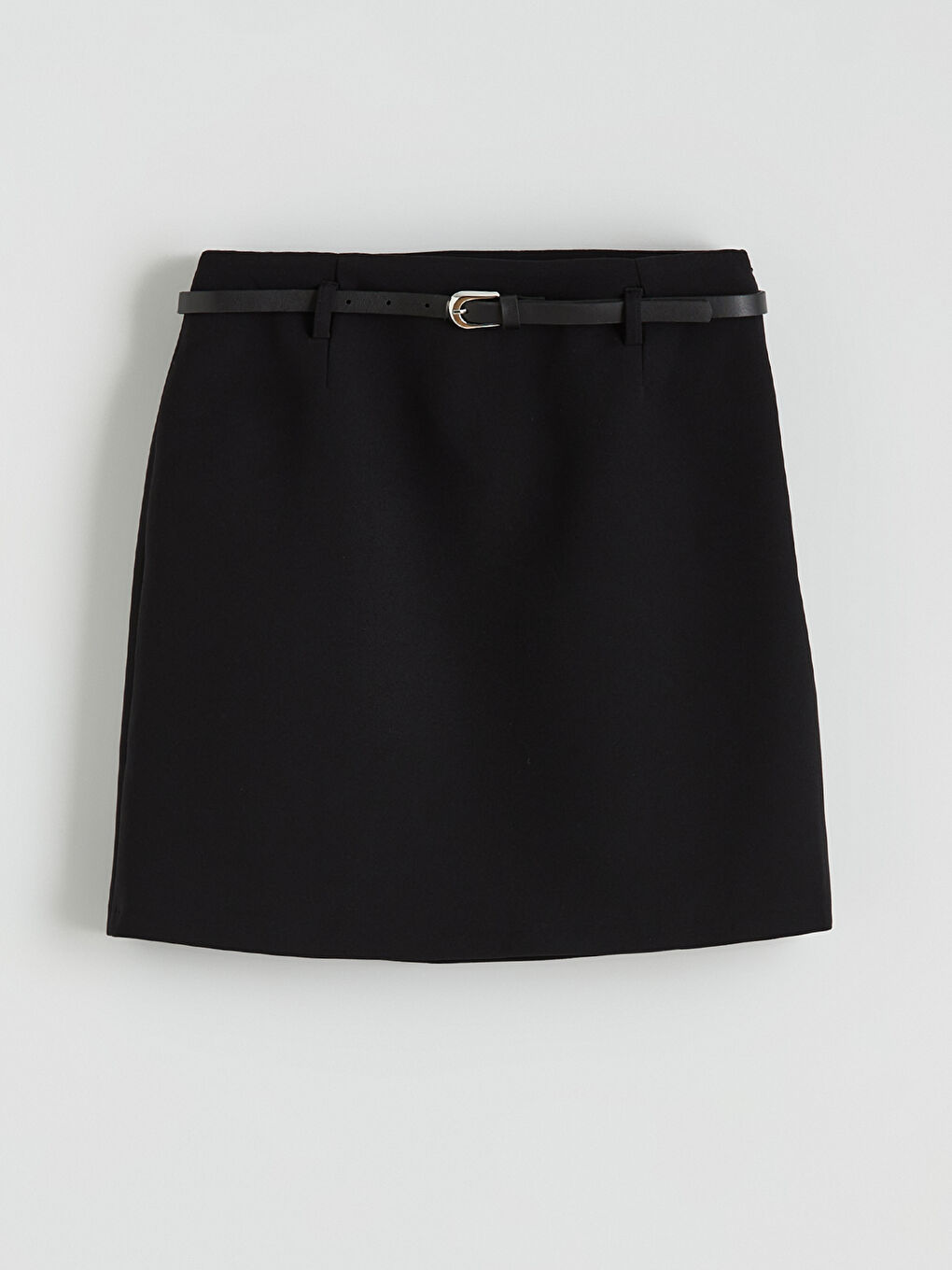 Siyah Beli Kemerli Mini Etek-4