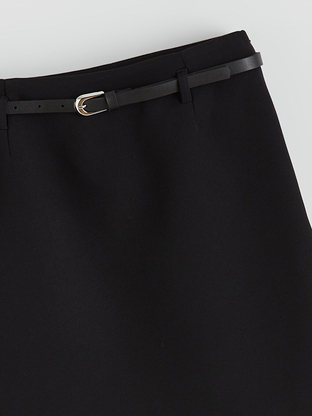 Siyah Beli Kemerli Mini Etek-5