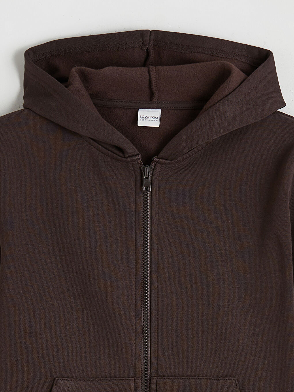 Kahverengi Kapüşonlu Erkek Çocuk Fermuarlı Sweatshirt-1