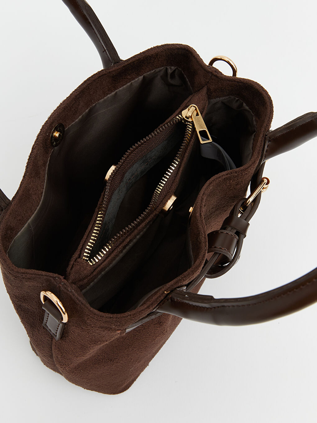 Kahverengi Süet Görünümlü Kadın Omuz Çantası-3