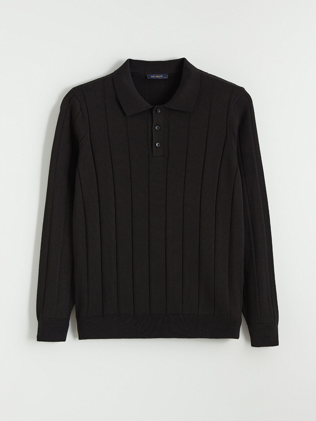 Siyah Polo Yaka Erkek Triko Kazak-4