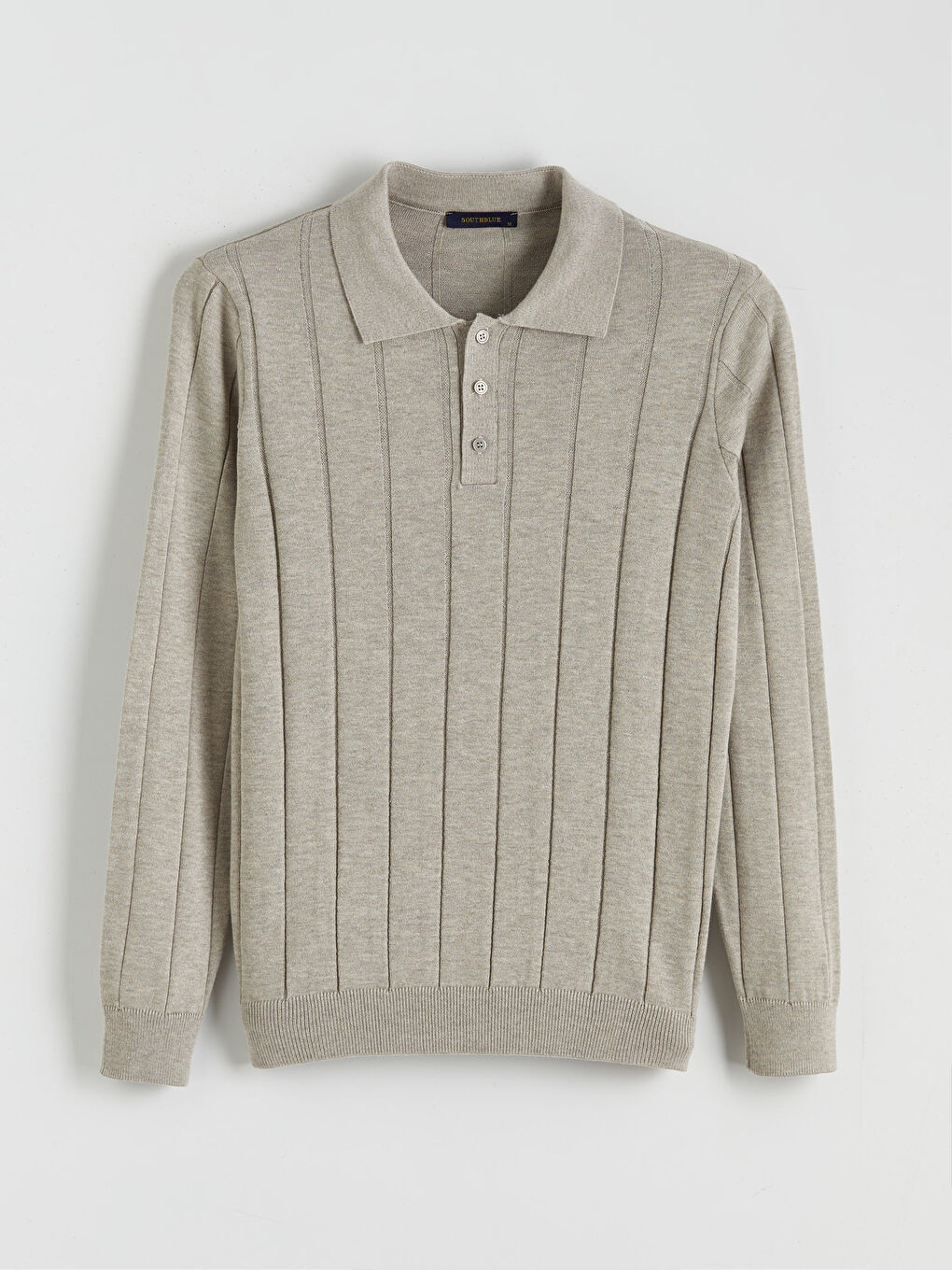 Bej Polo Yaka Erkek Triko Kazak-4