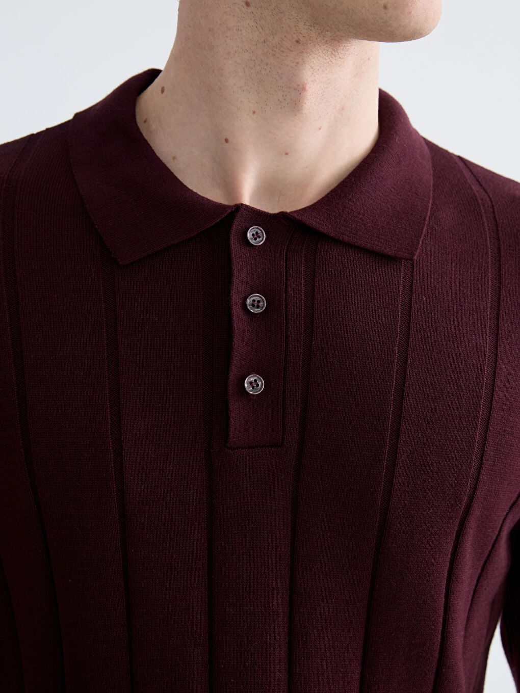 Bordo Polo Yaka Erkek Triko Kazak-2