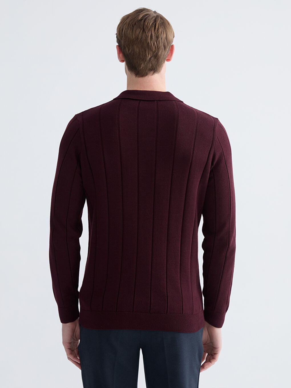 Bordo Polo Yaka Erkek Triko Kazak-3