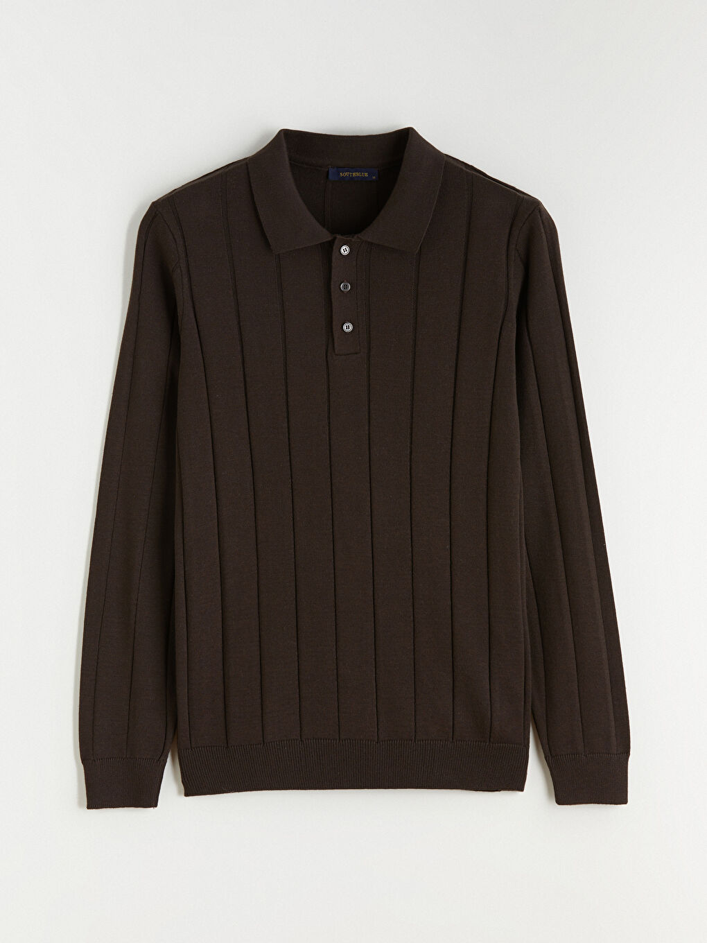 Kahverengi Polo Yaka Erkek Triko Kazak-4