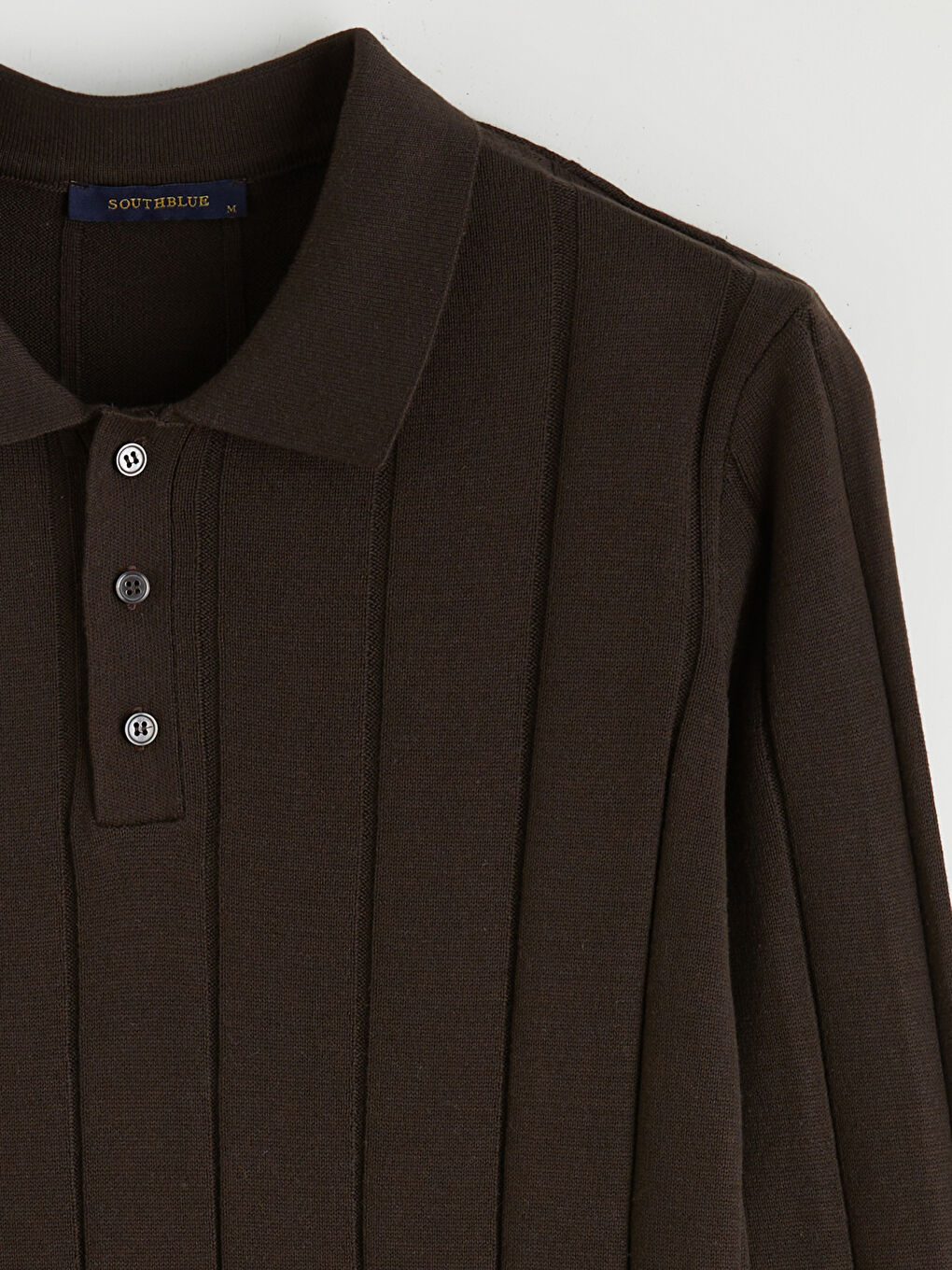 Kahverengi Polo Yaka Erkek Triko Kazak-5