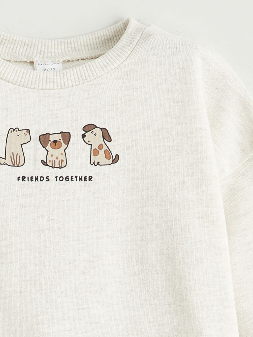 Bej Bisiklet Yaka Baskılı Erkek Bebek Sweatshirt-2