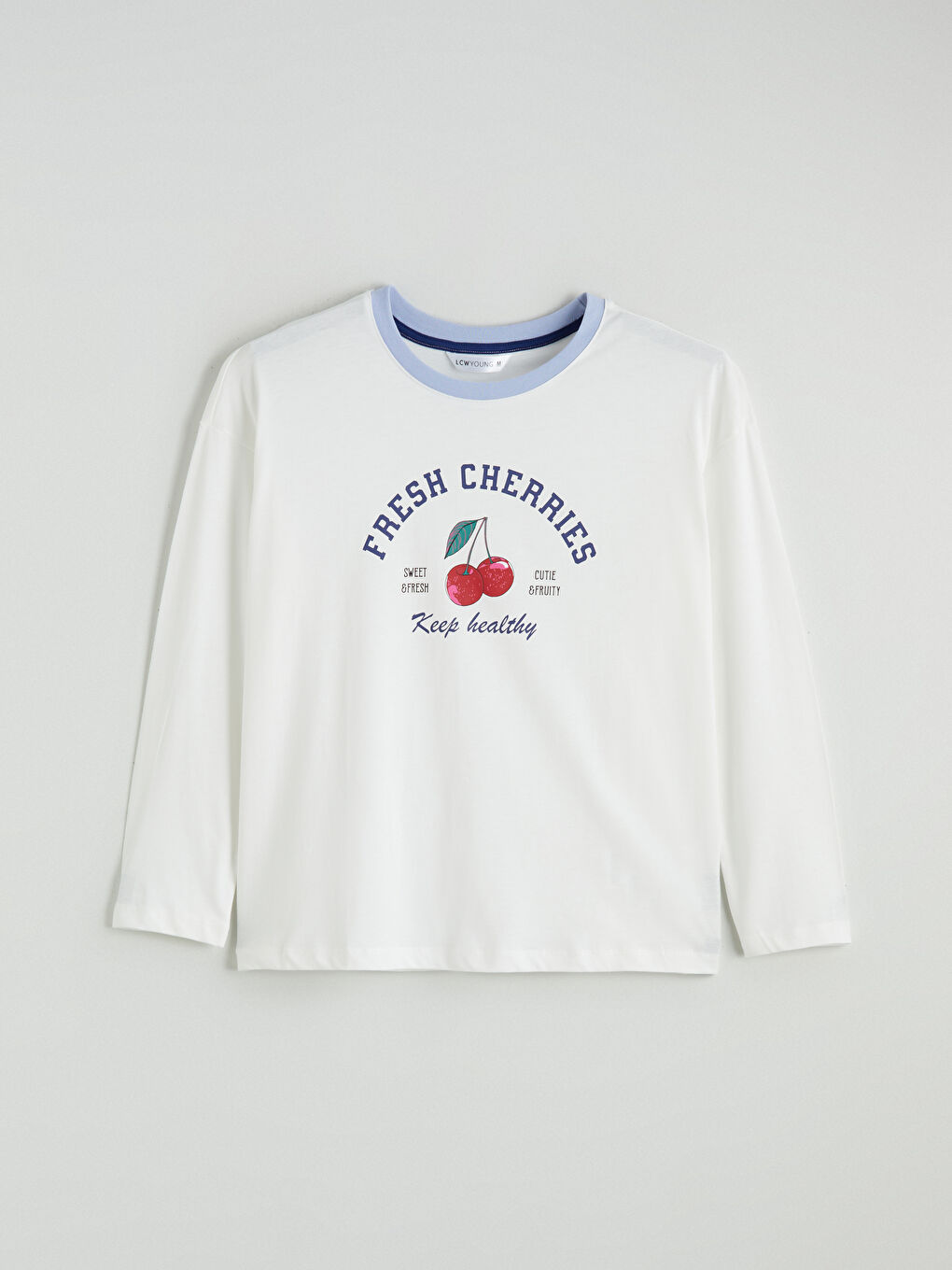 Crew Neck Cherry Printed Women's Pyjamas Set-5