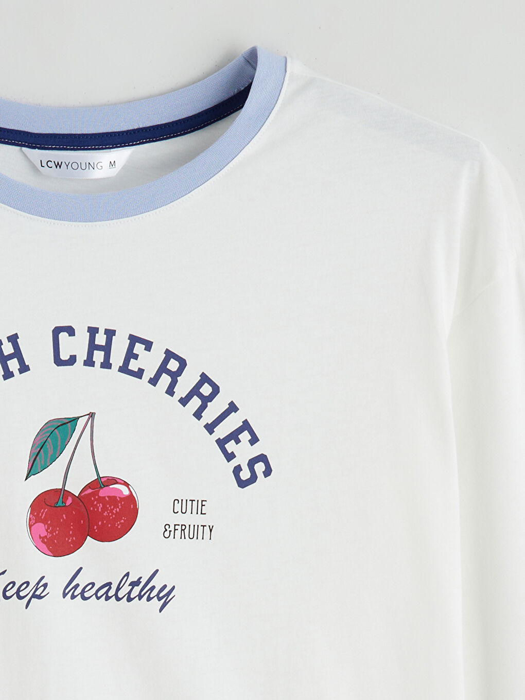 Crew Neck Cherry Printed Women's Pyjamas Set-6