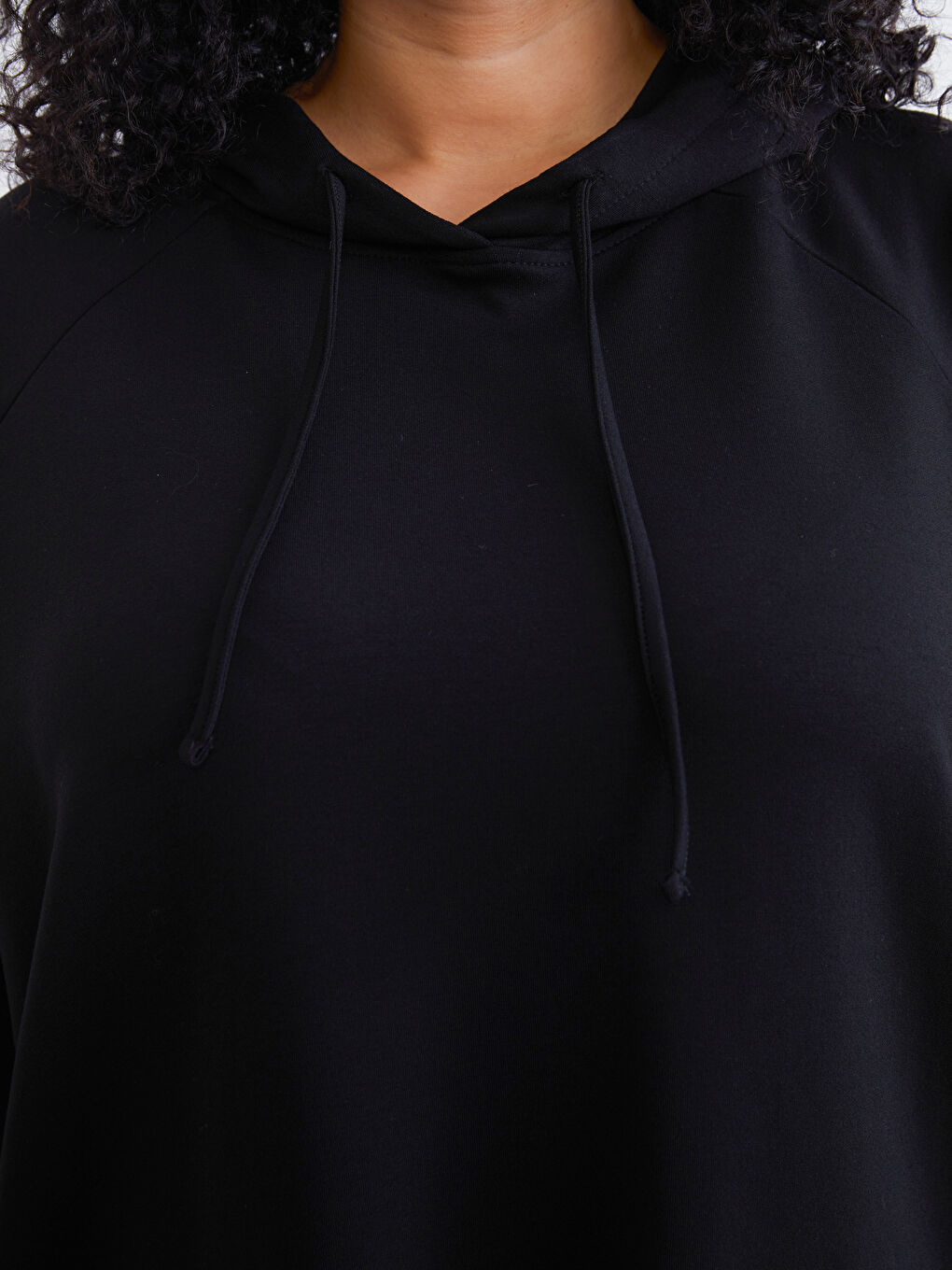 Siyah Büyük Beden Kadın Hoodie-2