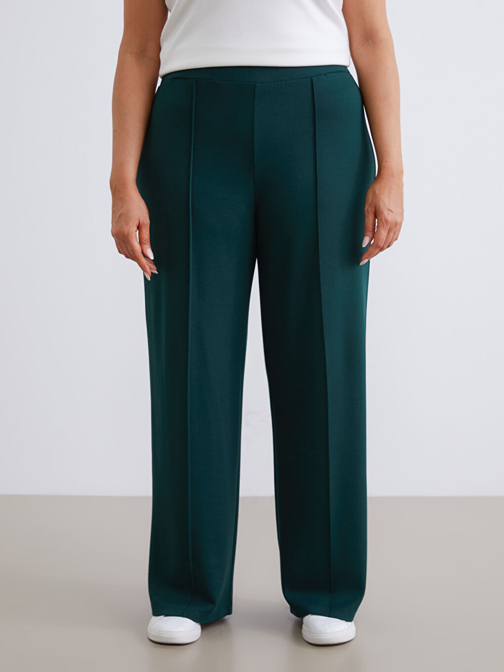 Petrol Büyük Beden Beli Lastikli Kadın Eşofman Altı-1