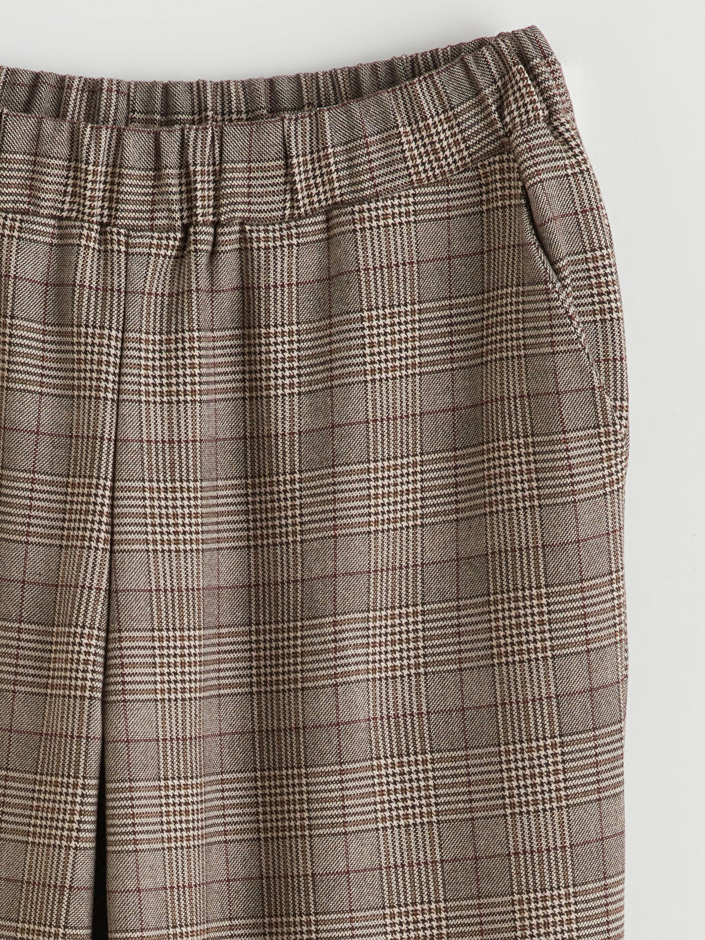 Брюки в клетку с эластичным поясом для женщин-5