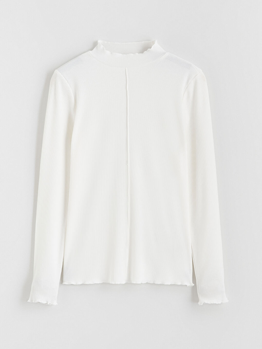 Ekru Fırfırlı Dik Yaka Kadın Body-4