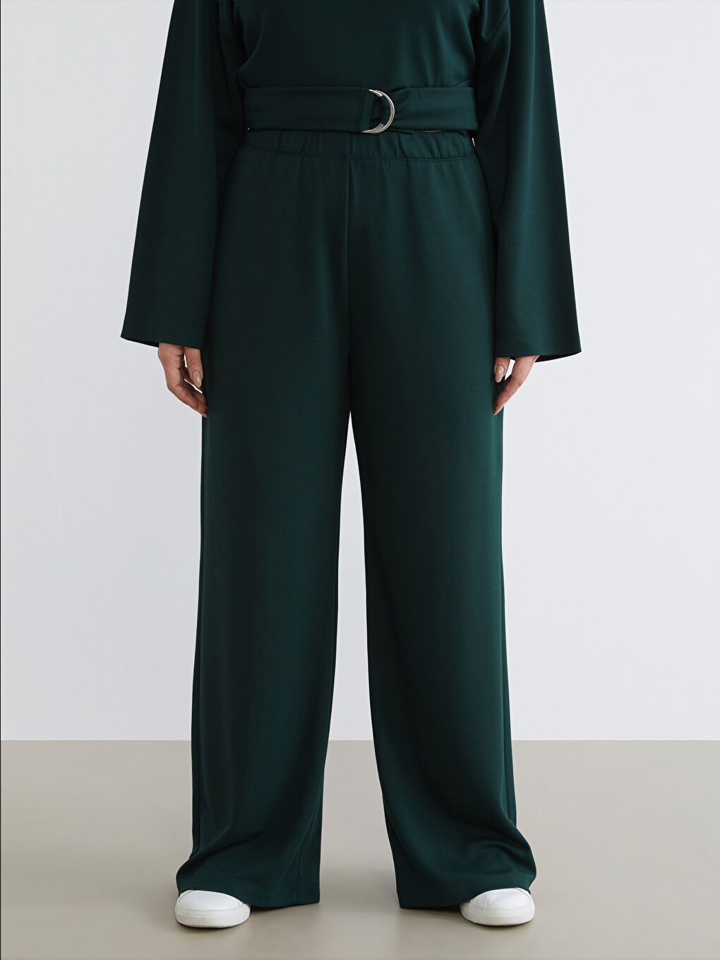 Petrol Büyük Beden Beli Lastikli Kadın Eşofman Altı-1