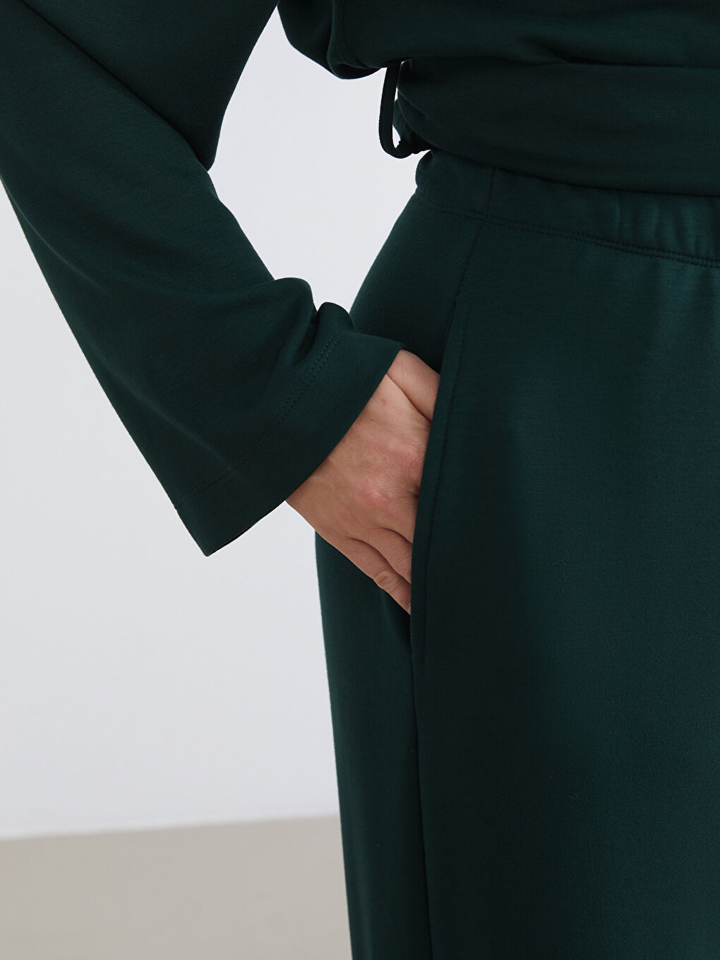 Petrol Büyük Beden Beli Lastikli Kadın Eşofman Altı-2