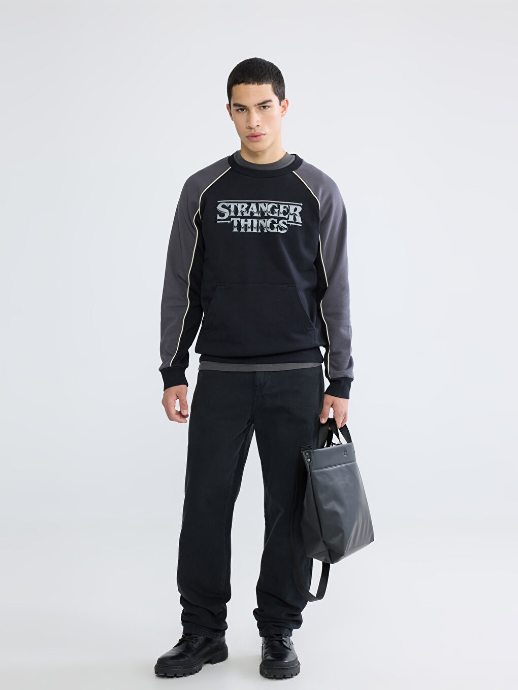 كنزة رياضية انثراسايت / رمادي داكن رجل-1