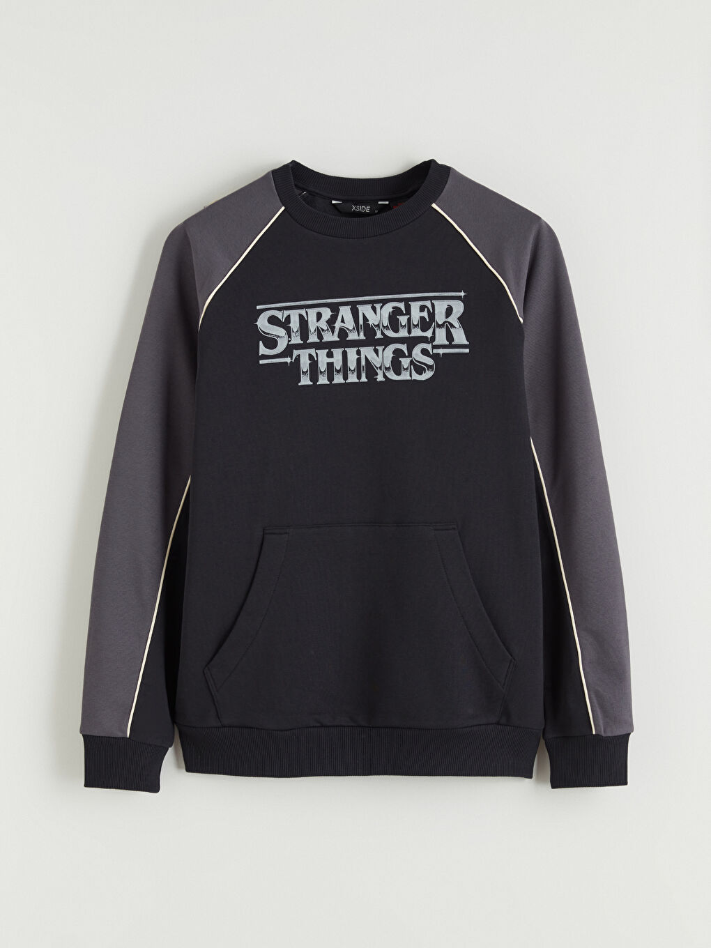 Antrasit Bisiklet Yaka Stranger Things Lisanslı Erkek Kalın Sweatshirt