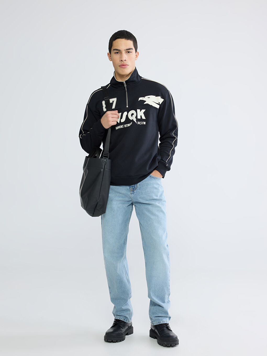 كنزة رياضية انثراسايت / رمادي داكن رجل-1