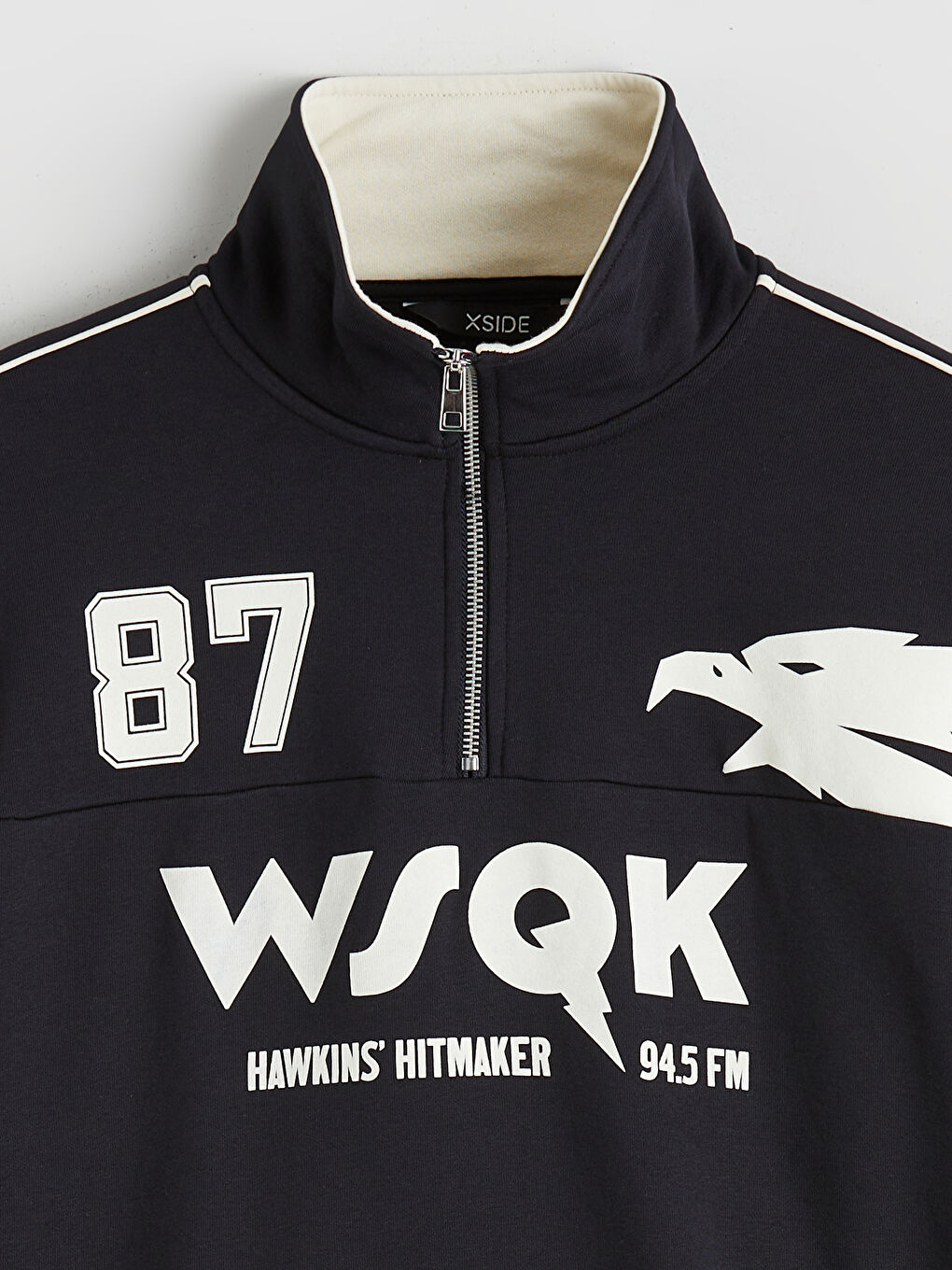 Antrasit Dik Yaka Baskılı Erkek Kalın Sweatshirt-1