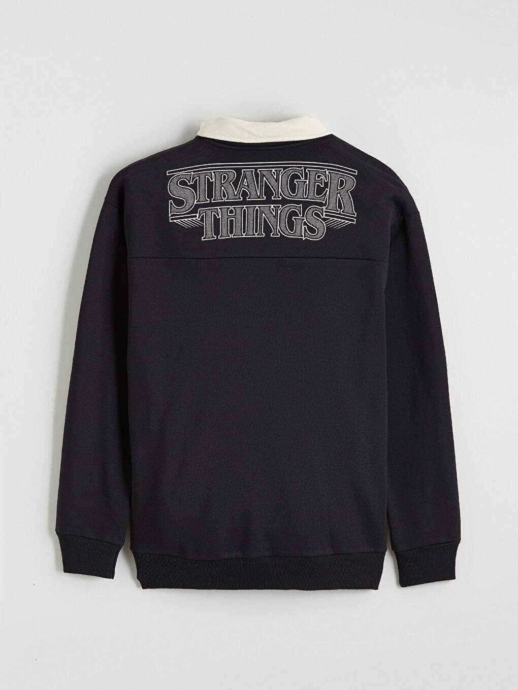 Antrasit Dik Yaka Baskılı Erkek Kalın Sweatshirt-4