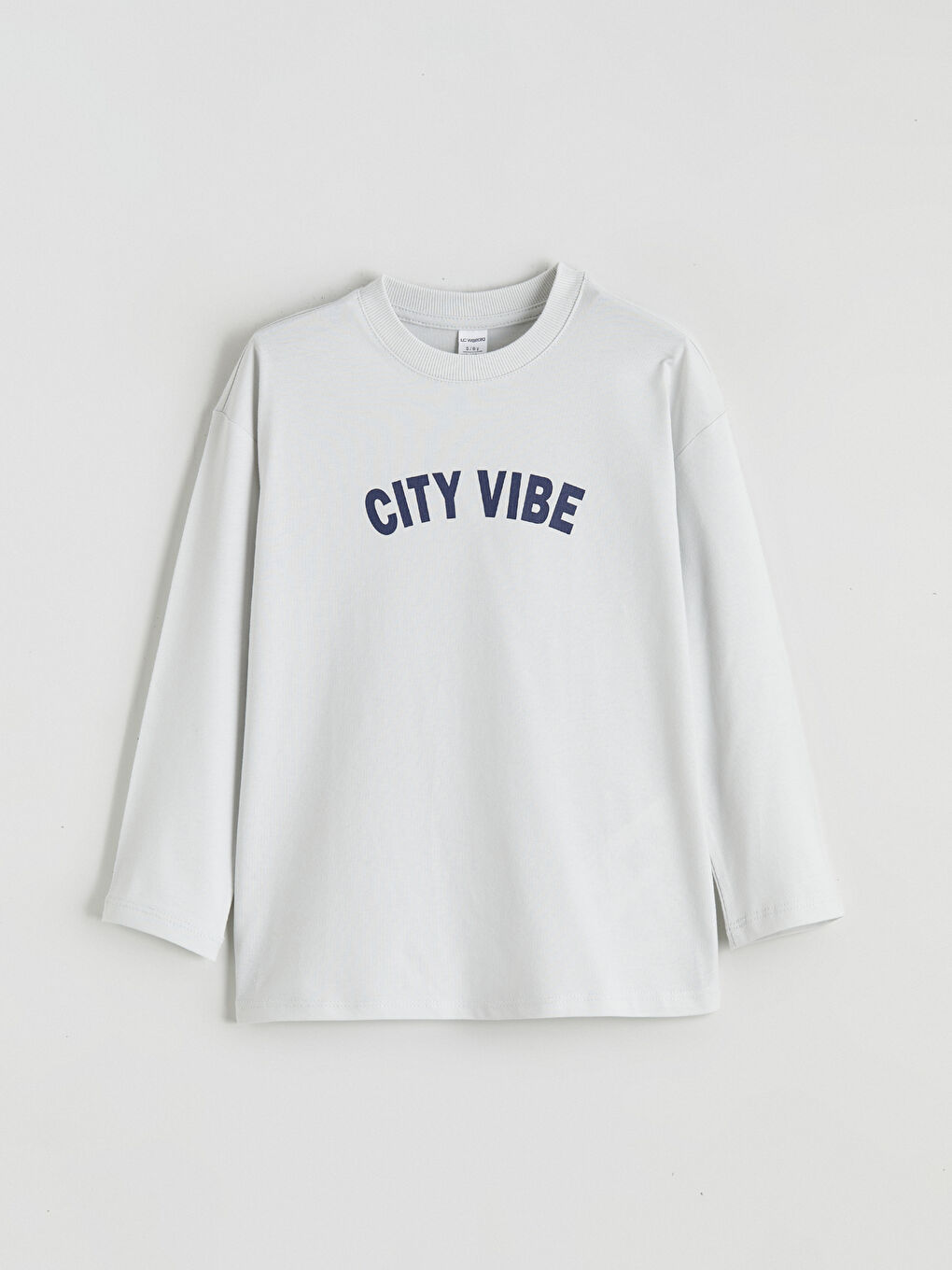 Gri Bisiklet Yaka Uzun Kollu Erkek Tişört