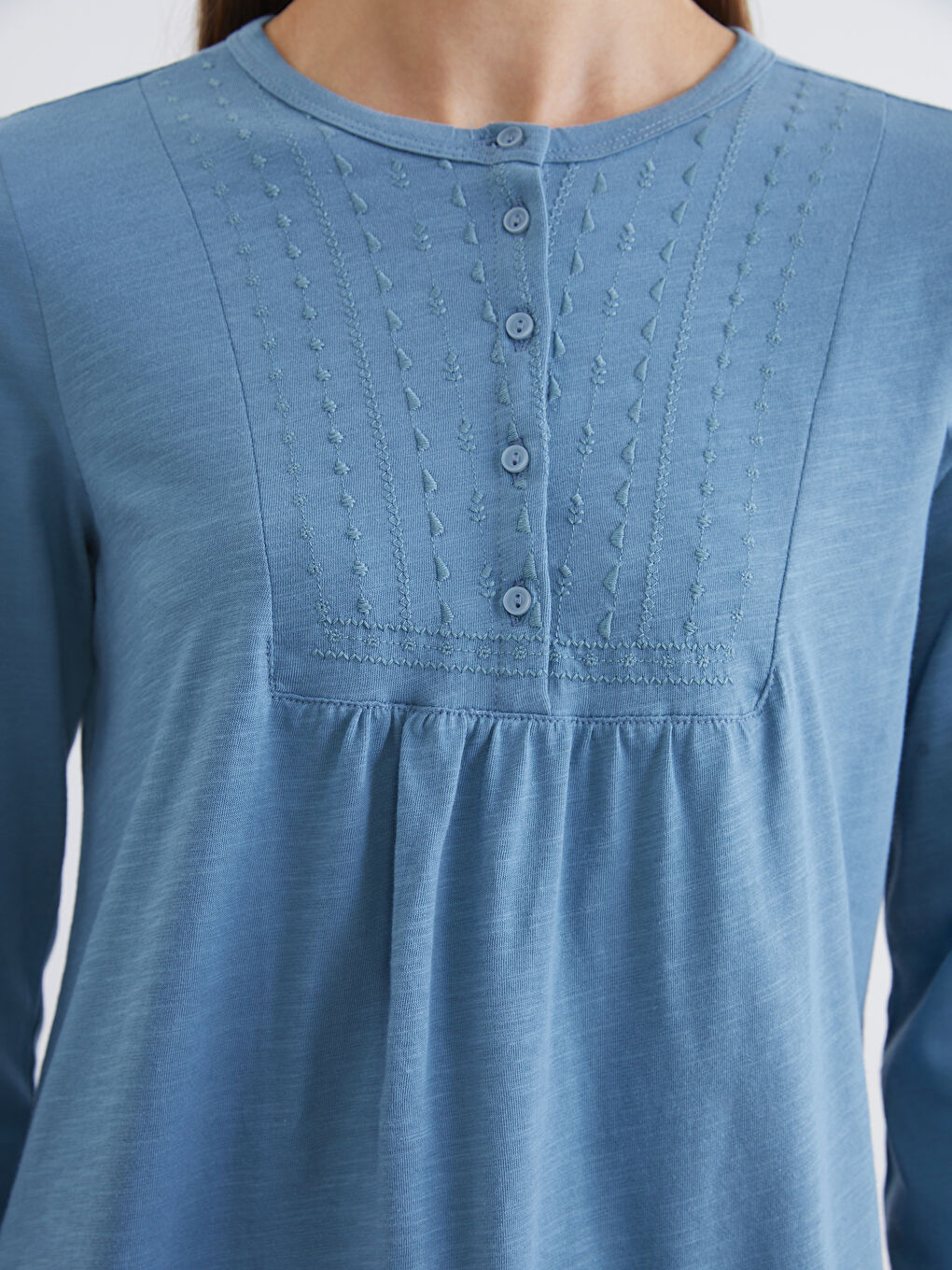 Mavi Bisiklet Yaka Nakışlı Bluz-2