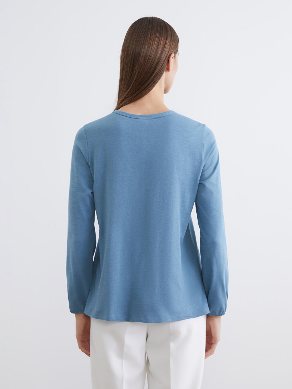 Mavi Bisiklet Yaka Nakışlı Bluz-3