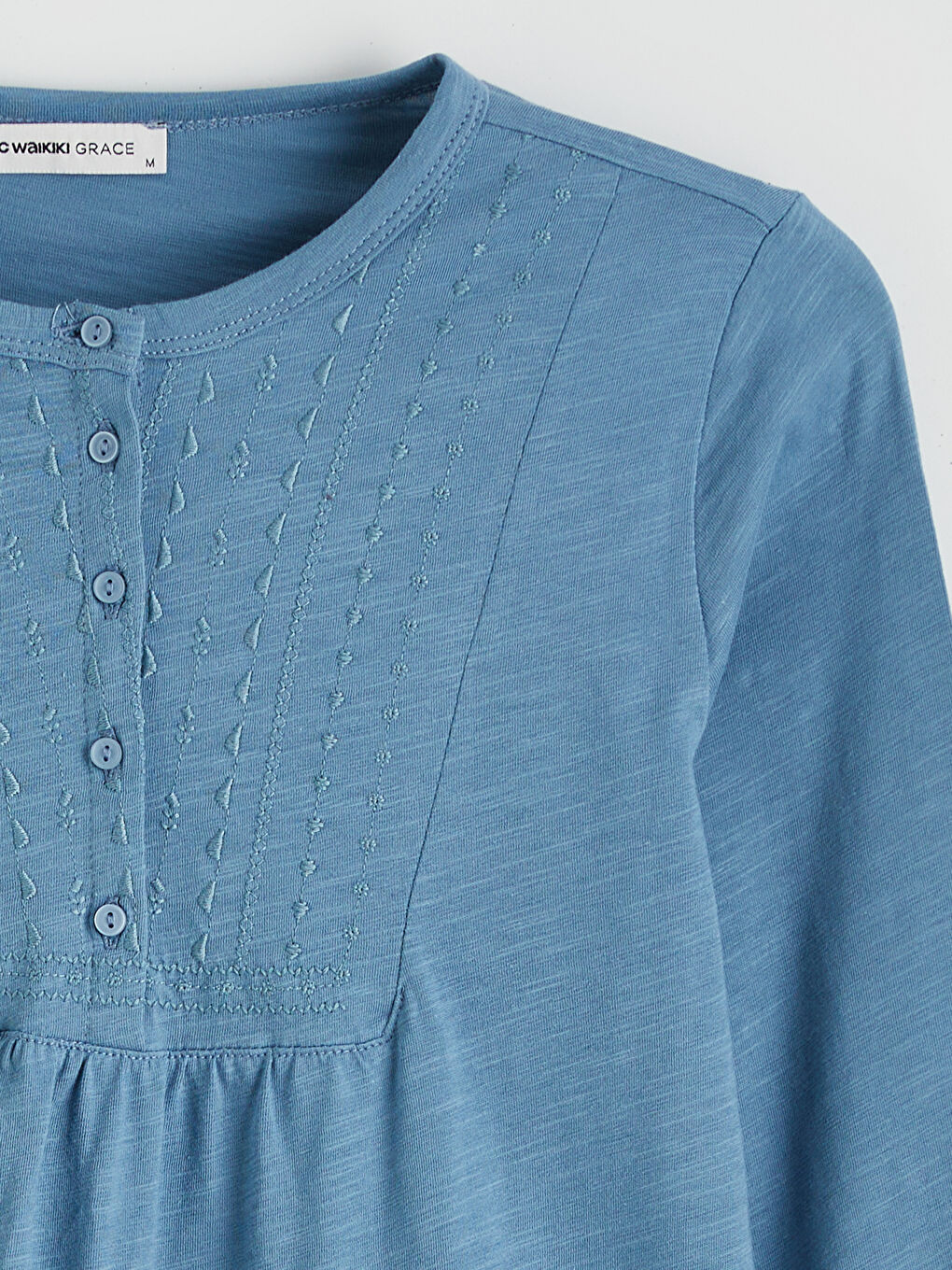 Mavi Bisiklet Yaka Nakışlı Bluz-5