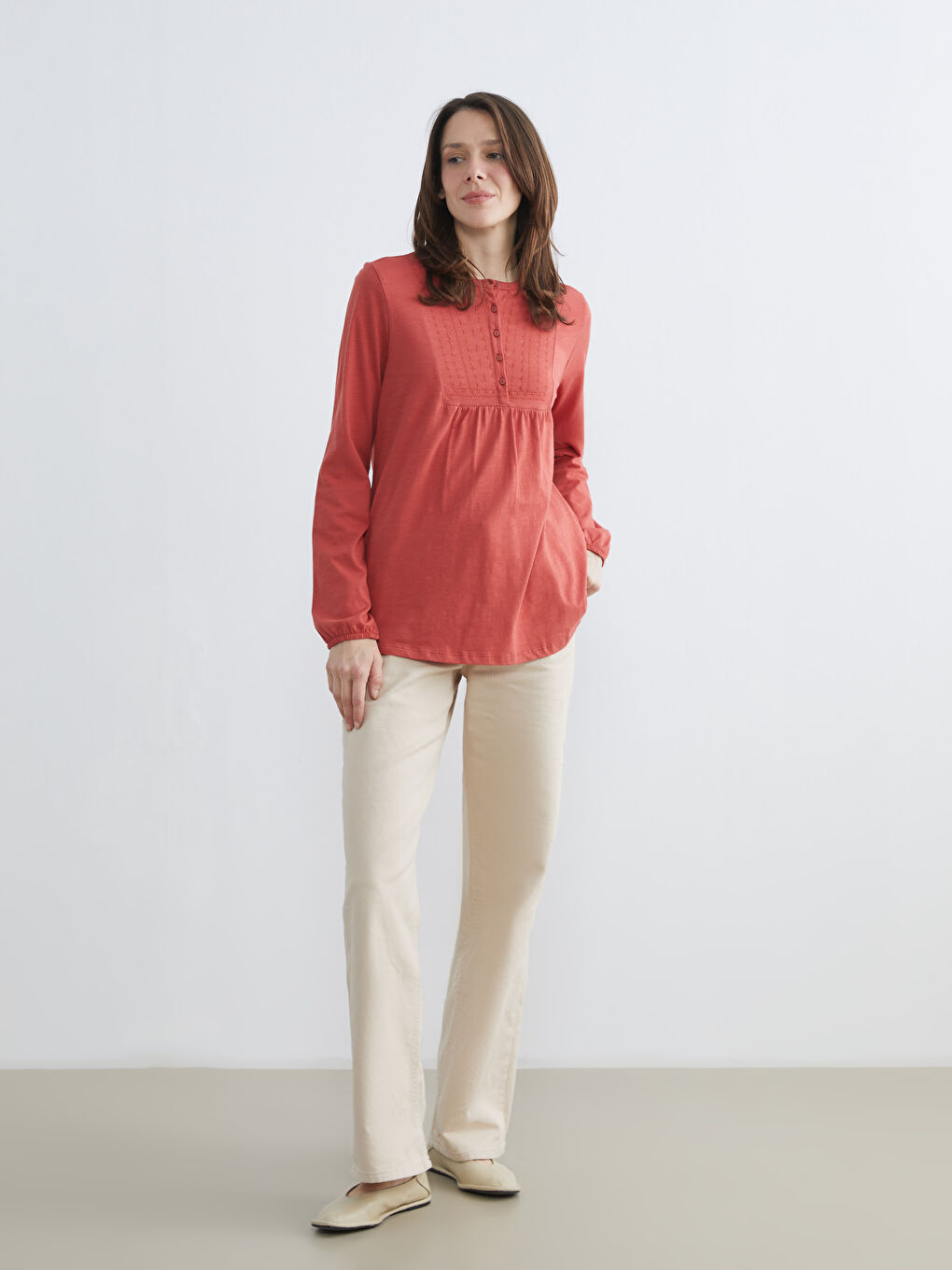 Crew Neck Embroidered Blouse-1