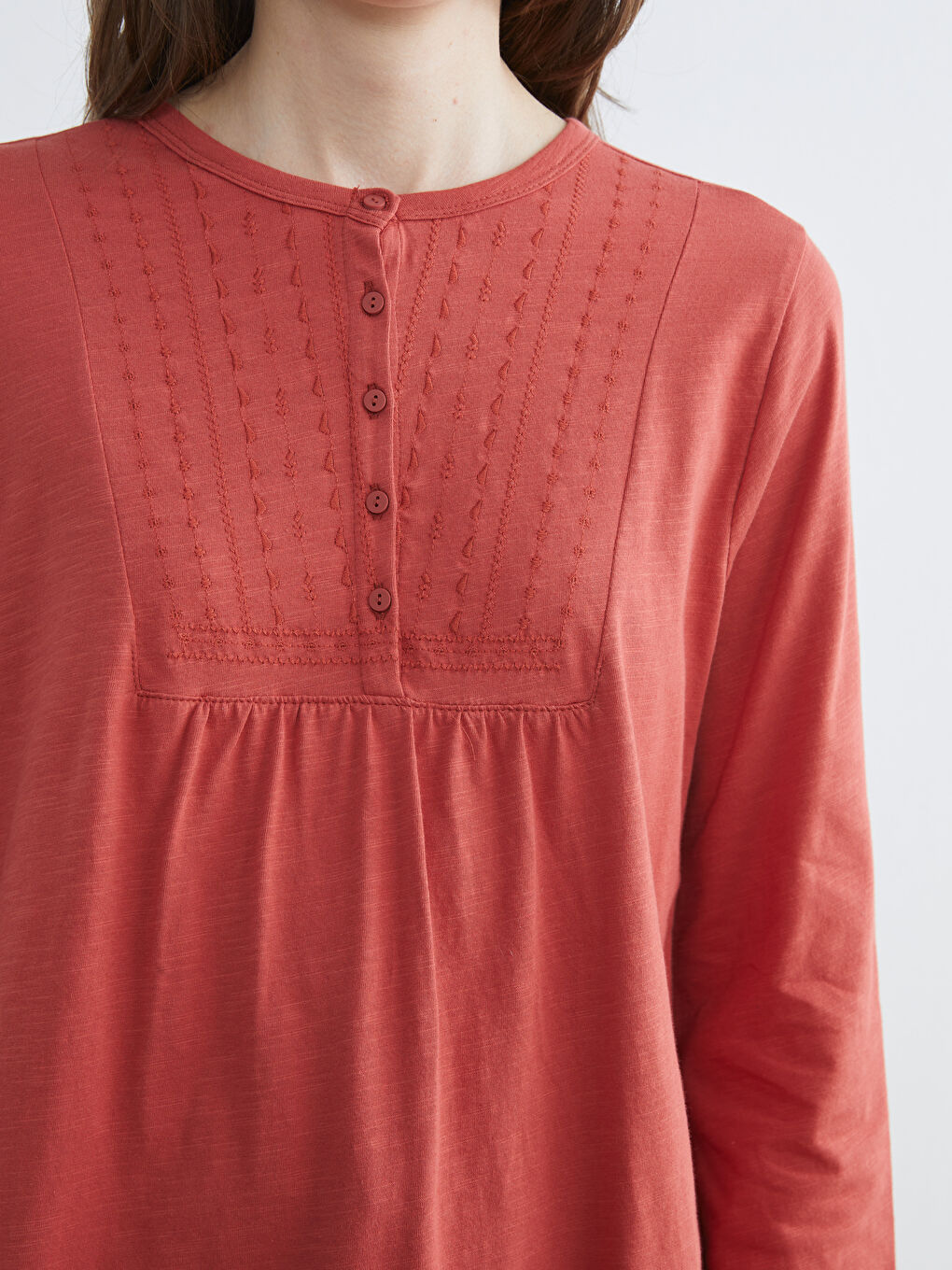 Crew Neck Embroidered Blouse-2