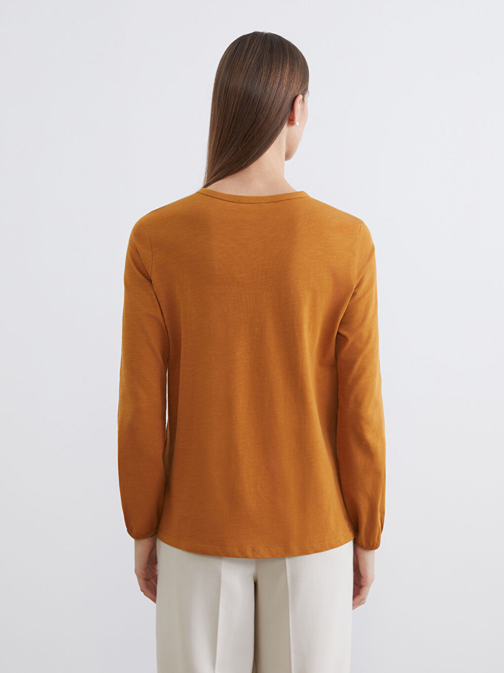 Sarı Bisiklet Yaka Nakışlı Bluz-3