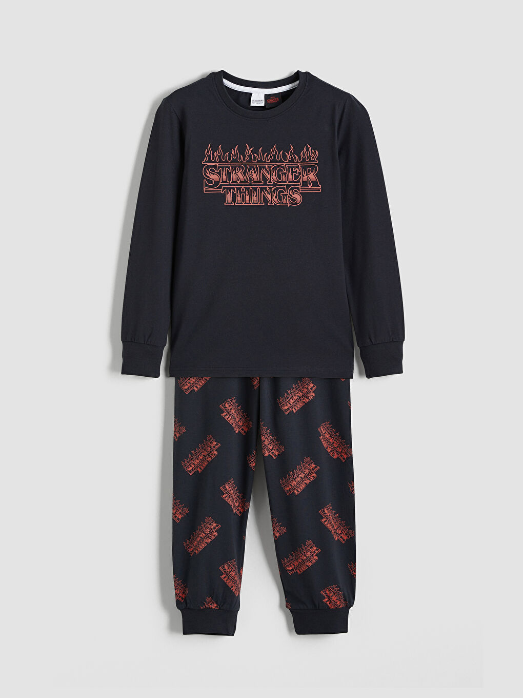 Antrasit Stranger Things Baskılı Erkek Çocuk Pijama Takımı