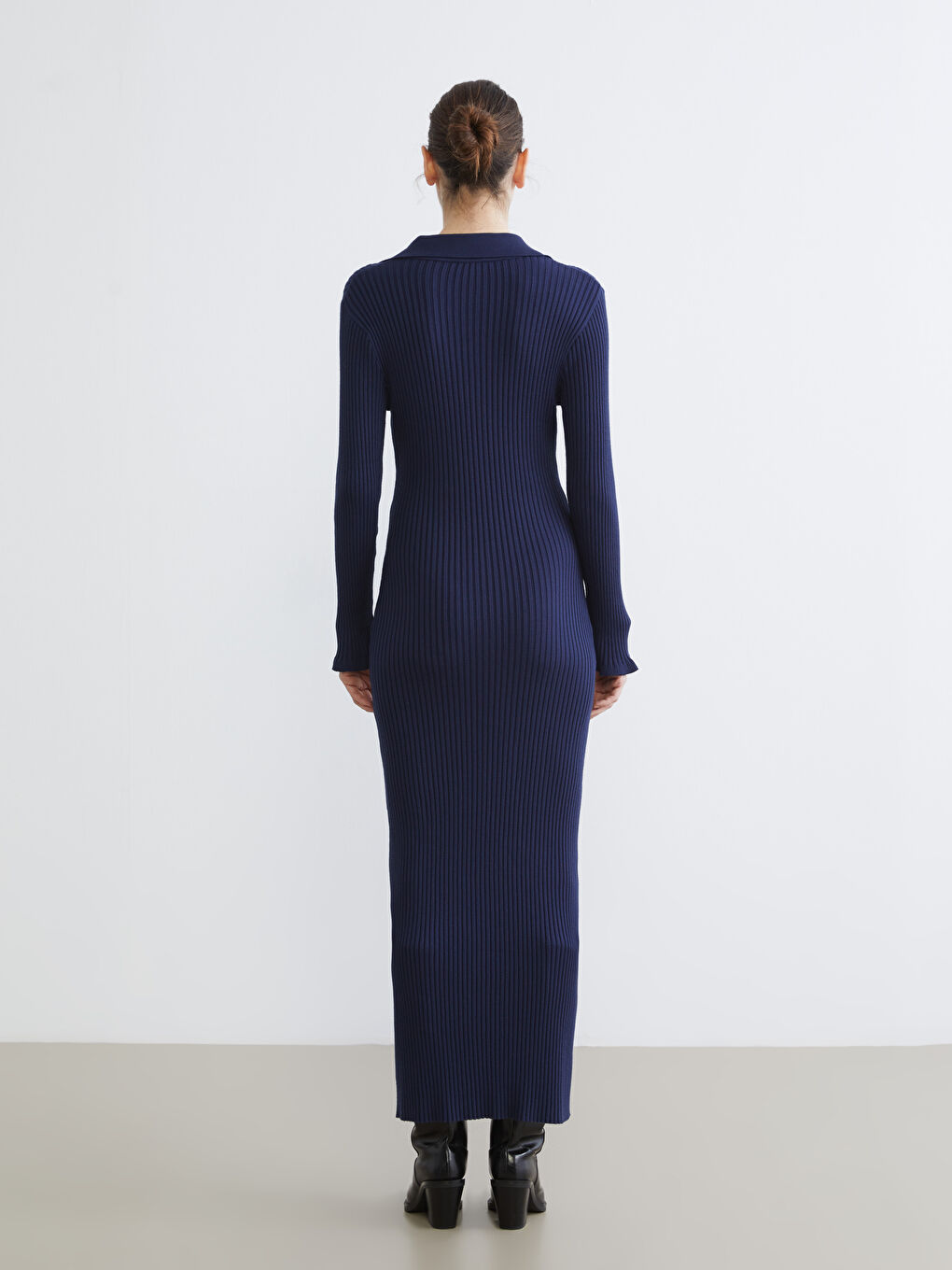 Polo Neck Knitwear Dress-3